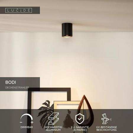 Lucide BODI - Deckenstrahler Ø 8 cm 1xGU10 Schwarz