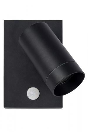 Lucide TAYLOR – Wandstrahler / Wandleuchte Innen & Außen – 1x GU10 – IP54 – Bewegungssensor – Schwarz