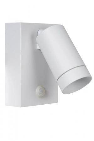 Lucide TAYLOR Wandstrahler IP54 Weiß – 1x GU10 Außenwandleuchte mit Bewegungssensor