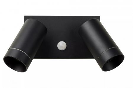 Lucide TAYLOR Wandstrahler IP54 Schwarz – 2x GU10 Außenwandleuchte mit Sensor