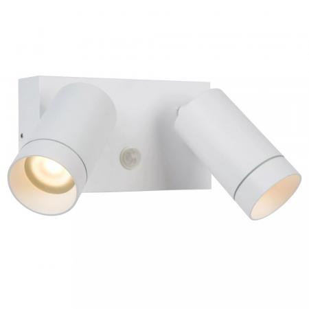 Lucide TAYLOR Wandstrahler IP54 Weiß – 2x GU10 Außenwandleuchte mit Sensor