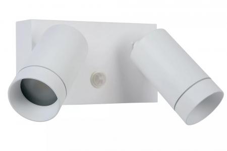 Lucide TAYLOR Wandstrahler IP54 Weiß – 2x GU10 Außenwandleuchte mit Sensor