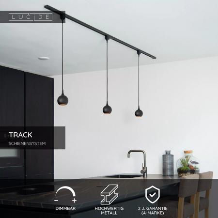 Lucide TRACK Starter-Set Schienensystem 1-Phase 2m Schwarz ohne Leuchten/ Leuchtmittel