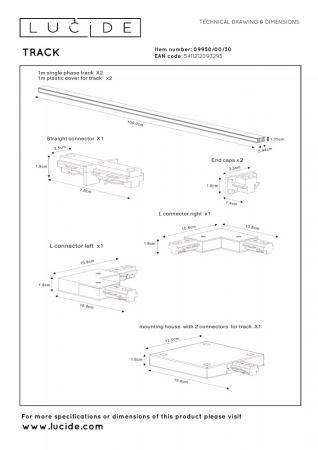 Lucide TRACK Starter-Set Schienensystem 1-Phase 2m Schwarz ohne Leuchten/ Leuchtmittel