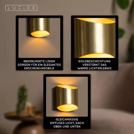 Lucide DILETTA Wandleuchte 1xG9 Messing matt modern Up & Down dimmbar