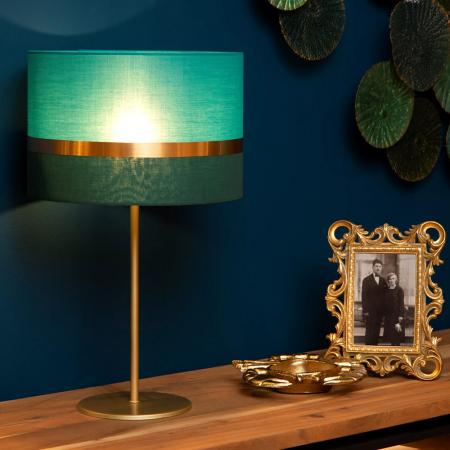 Lucide EXTRAVAGANZA TUSSE Tischlampe Ø30 cm E14 Grün Gold Leinen