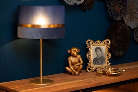 Lucide EXTRAVAGANZA TUSSE Tischlampe Ø30 cm E14 Blau Gold Leinen