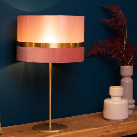 Lucide EXTRAVAGANZA TUSSE Tischlampe Ø30 cm E14 Rosa Gold Leinen