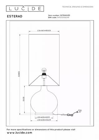 Lucide ESTERAD Stehlampe Ø34 cm Orange E27 Retro Design 100 cm
