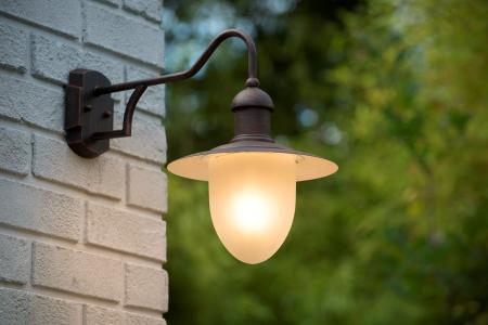 Lucide ARUBA - Wandleuchte Außen - Ø 25 cm - 1xE27 - IP44 - Rostfarbe