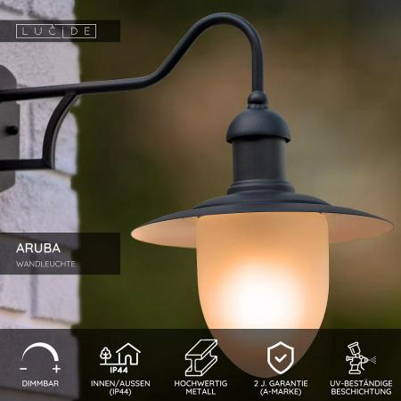 Lucide ARUBA - Wandleuchte Außen - Ø 25 cm - 1xE27 - IP44 - Schwarz