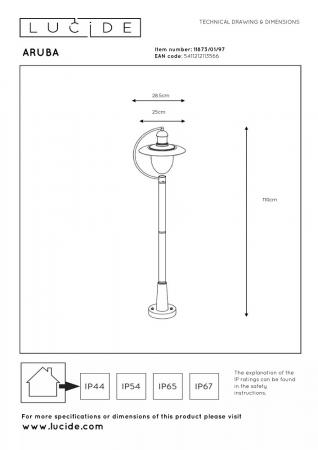 Lucide ARUBA Mastleuchte Rostfarben IP44 E27
