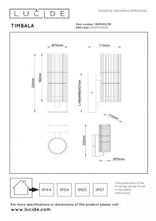 Lucide TIMBALA - Wandstrahler / Wandleuchte - 2xGU10 - IP44 - Bewegung und Tag/Nacht-Sensor - Schwarz | Essential