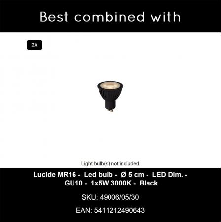 Lucide TIMBALA – Wandstrahler Außen 2xGU10 IP44 Schwarz Essential