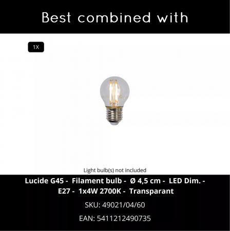 Lucide LIVIA Wandleuchte IP44 Weiß – 1x E27 Außenwandleuchte
