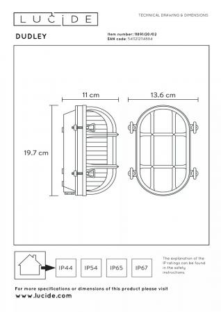 Lucide DUDLEY Wandleuchte Außen Messing E27 IP65 Vintage Design