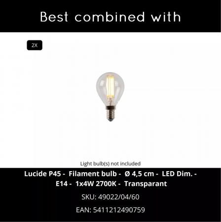 Lucide OVALIS Wandleuchte E14 2x9W Schwarz Metall Up & Down Licht