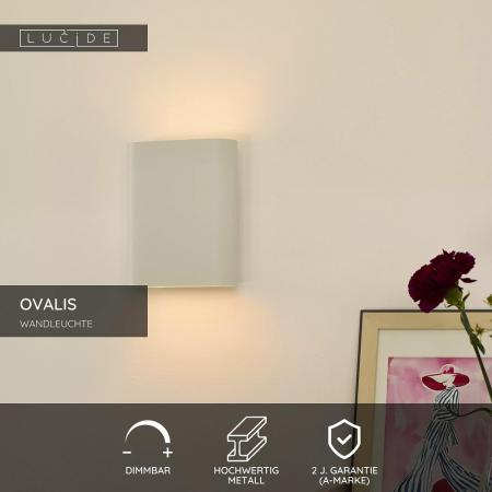 Lucide OVALIS Wandleuchte 2xE14 Weiß Up & Down Licht modern