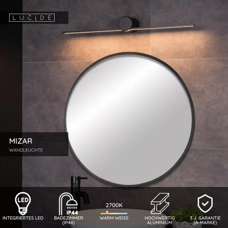 Lucide MIZAR LED Wandleuchte Badezimmer 60 cm Schwarz IP44 2700K
