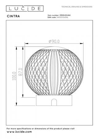Lucide CINTRA Akku Tischlampe Ø9cm LED 1,5W 3000K Transparent 3-StepDim