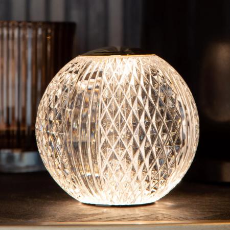 Lucide CINTRA LED Akku Tischlampe Ø11cm 3-StepDim 3000K transparent wiederaufladbar