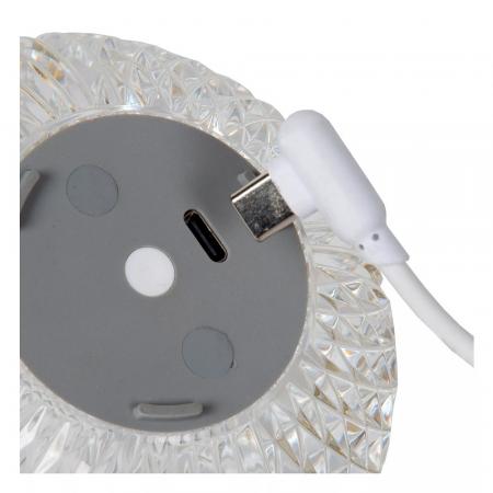 Lucide CINTRA LED Akku Tischlampe Ø11cm 3-StepDim 3000K transparent wiederaufladbar