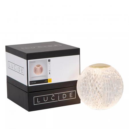 Lucide CINTRA Akku Tischlampe Ø9cm LED 1,5W 2700K Transparent 3-StepDim