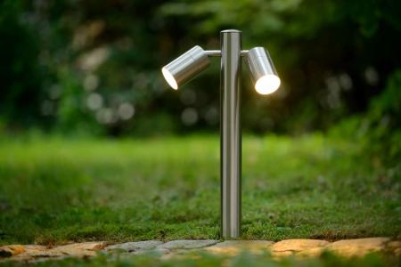 Lucide ARNE-LED Pollerleuchte Chrom Matt – 2x5W GU10, 2700K, IP44, schwenkbar