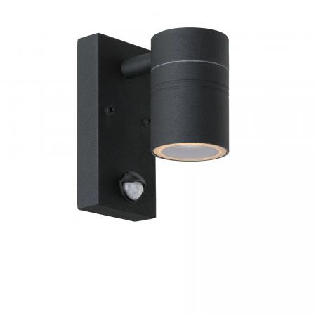LUCIDE ARNE-LED IR Wandstrahler Außen GU10 IP44 Schwarz mit Sensor