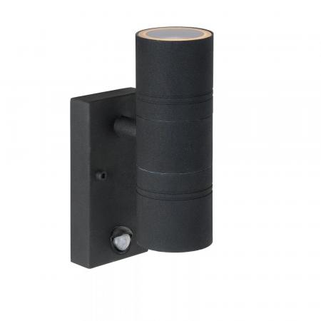 Lucide ARNE-LED IR Wandstrahler Außen Schwarz GU10 IP44 mit Sensor