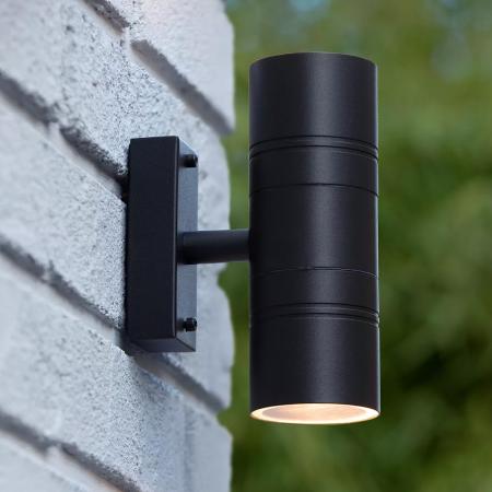 Lucide ARNE-LED Außen-Wandstrahler Schwarz GU10 2x5W IP44