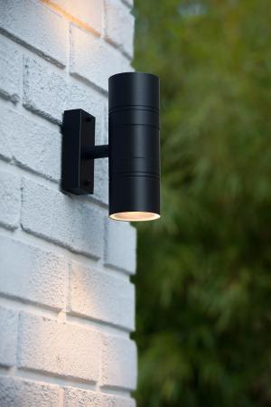 Lucide ARNE-LED Außen-Wandstrahler Schwarz GU10 2x5W IP44