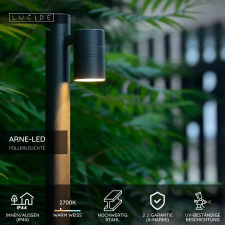 Lucide ARNE-LED Pollerleuchte Schwarz – Ø6,3 cm, 5W GU10, 2700K, IP44
