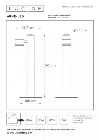 Lucide ARNE-LED Pollerleuchte Schwarz – Ø6,3 cm, 5W GU10, 2700K, IP44