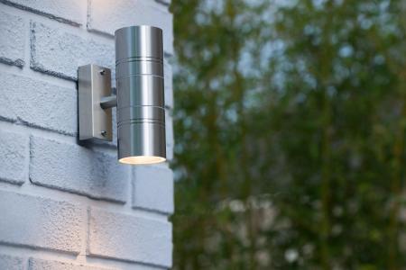 LUCIDE ARNE-LED Wandleuchte Außen GU10 IP44 Chrom Matt