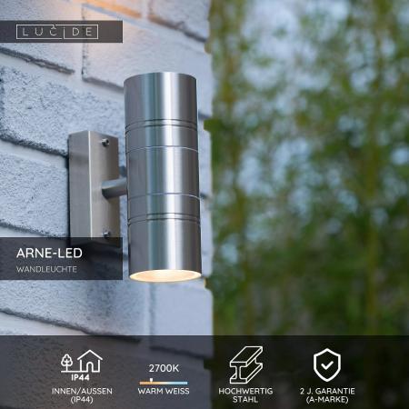 LUCIDE ARNE-LED Wandleuchte Außen GU10 IP44 Chrom Matt
