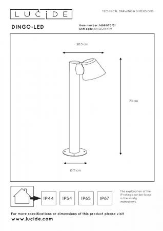 Lucide DINGO-LED Pollerleuchte Weiß – 5W GU10, 3000K, IP44