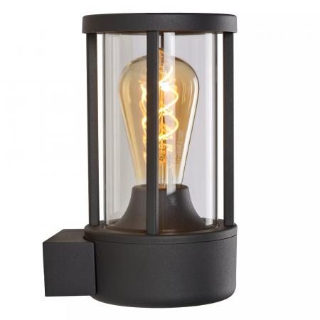 Lucide LORI – Außenwandleuchte E27 Ø12 cm IP44 Anthrazit mit Tag/Nacht-Sensor