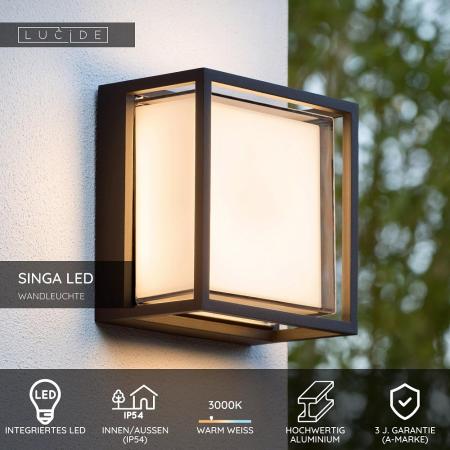 Lucide SINGA LED – Außenwandleuchte LED 1x10W 3000K IP54 Schwarz