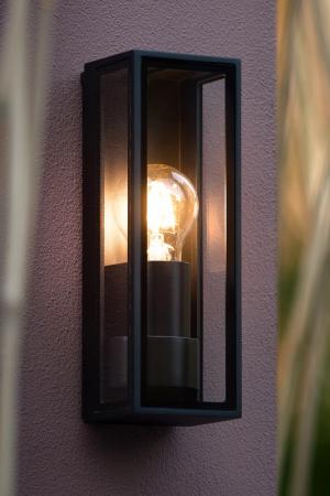 Lucide DUKAN - Wandleuchte Innen/Außen - 1xE27 - IP65 - Schwarz