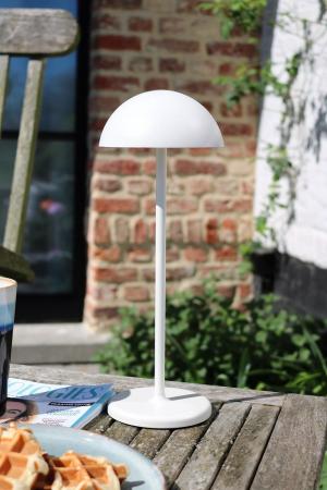 Lucide JOY – elegante Akku Tischleuchte für Innen & Außen in Weiß mit warmweißem Licht