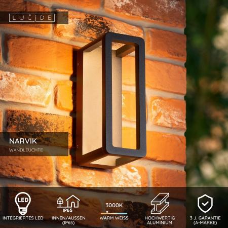 Lucide NARVIK Außen-Wandleuchte Schwarz LED 9,2W IP65