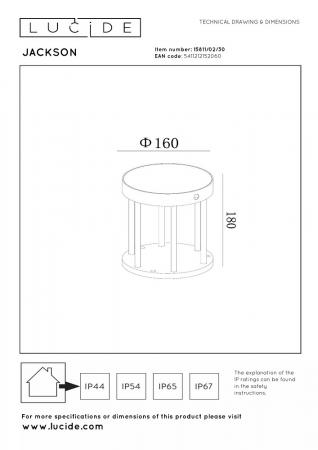 Lucide JACKSON - Tischleuchte - Sonnenenergie - Ø 16 cm - LED dimmbar - 1x2W 3000K - IP54 - Bewegung und Tag/Nacht-Sensor - Schwarz