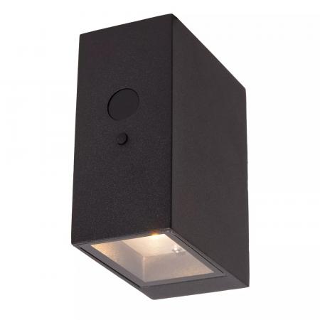 Lucide BOLTON – Solar LED Außenwandleuchte 1x1W 3000K IP54 Schwarz mit Sensor