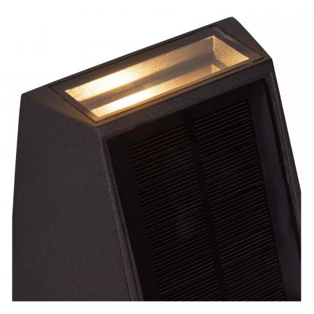 Lucide LUTON – Solar LED Außenwandleuchte 1x2W 2700K/3000K IP54 Schwarz mit Sensor