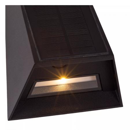 Lucide LUTON – Solar LED Außenwandleuchte 1x2W 2700K/3000K IP54 Schwarz mit Sensor