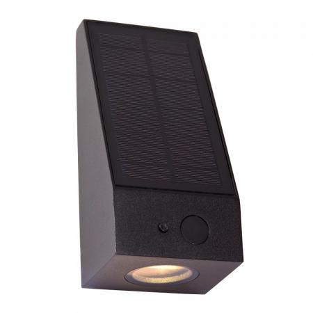 Lucide IRWIN – LED Solar Wandleuchte Außen 2W 3000K IP54 Schwarz