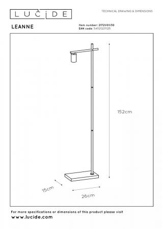 Lucide Stehlampe LEANNE – Schlanke Vintage Stehleuchte Schwarz