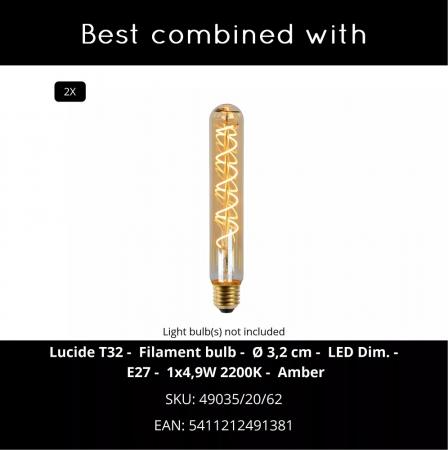 Lucide FOLD Stehlampe Ø20cm 2xE27 Weiß Textil Japandi Design