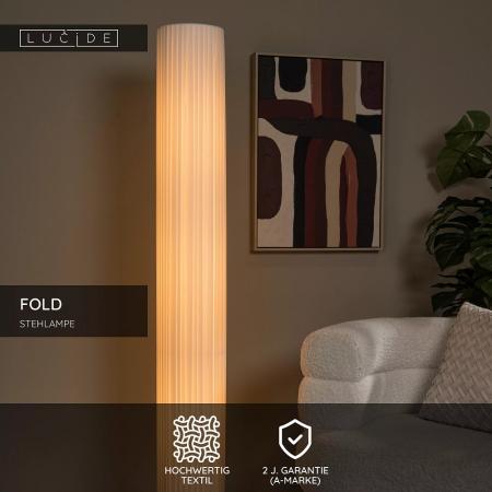 Lucide FOLD Stehleuchte Ø20cm 3xE27 Weiß Textil modern Japandi